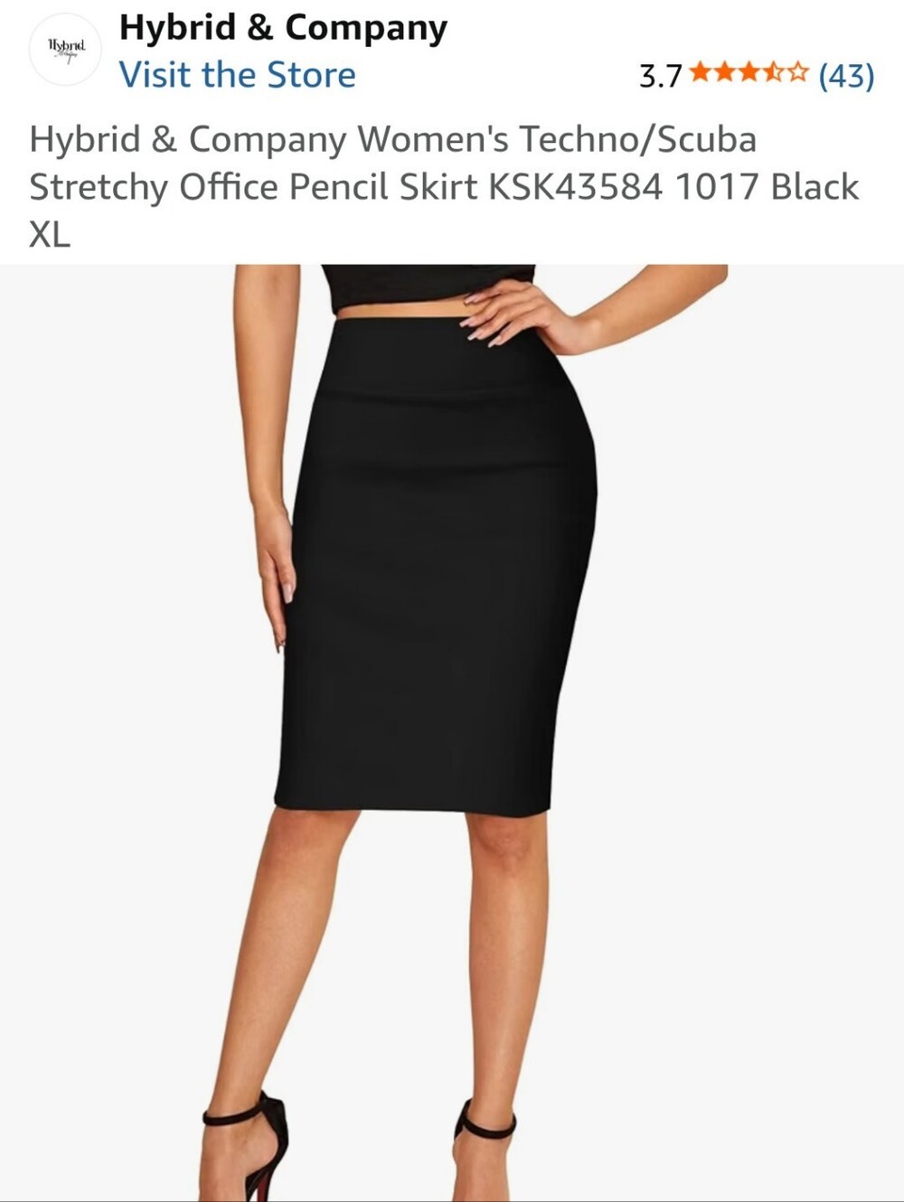 Hybrid & Company Women's Techno/Scuba Stretchy Office Pencil Skirt